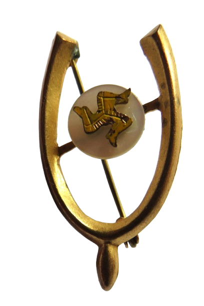 Vintage Isle of Man Wishbone Souvenir Brooch / Badge