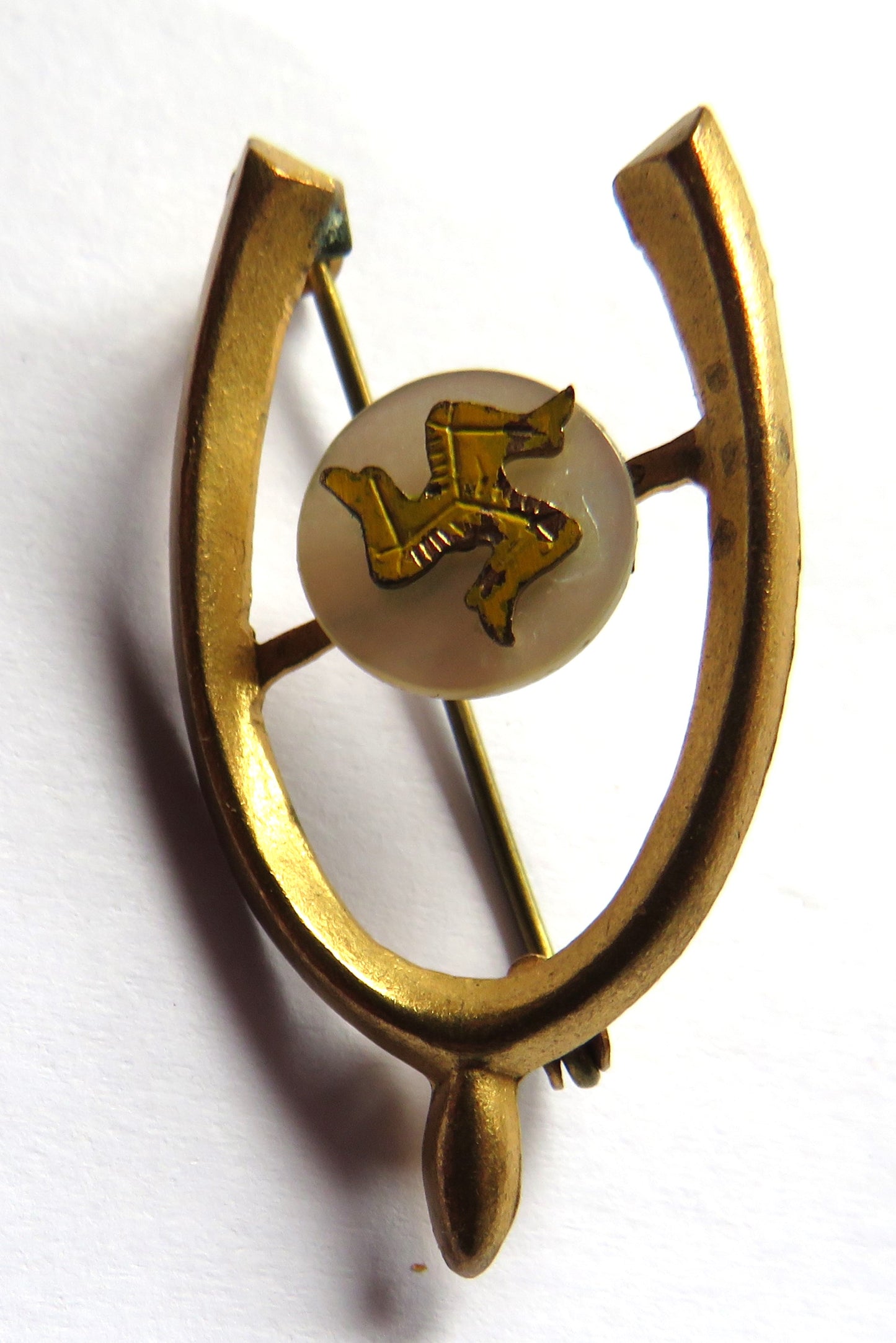 Vintage Isle of Man Wishbone Souvenir Brooch / Badge