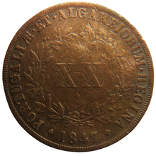 Load image into Gallery viewer, 1847 Portugal 20 Reis Coin
