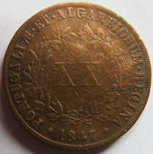 Load image into Gallery viewer, 1847 Portugal 20 Reis Coin
