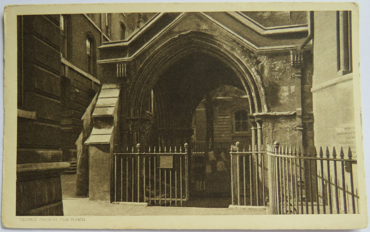 Vintage Postcard of Temple Church The Porch, London
