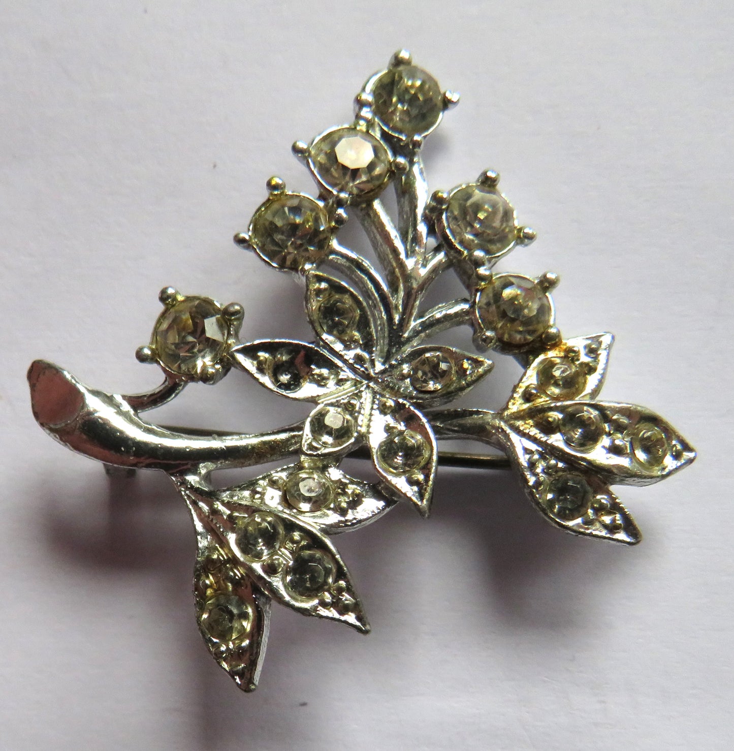 Vintage Ladies Sparkly Floral Costume Jewellery Brooch