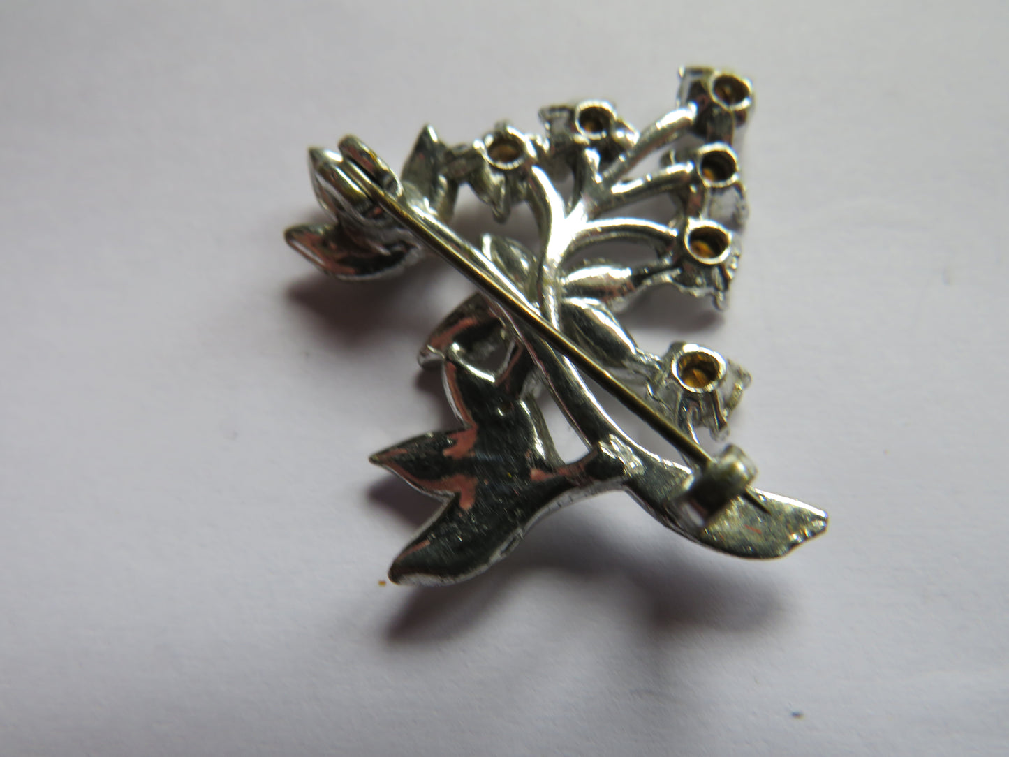 Vintage Ladies Sparkly Floral Costume Jewellery Brooch