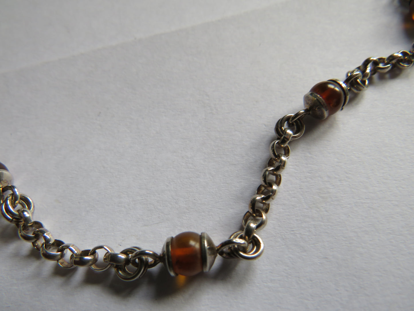 Ladies Sterling Silver & Orange Italian Necklace