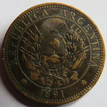 Load image into Gallery viewer, 1891 Argentina 2 Centavos Coin
