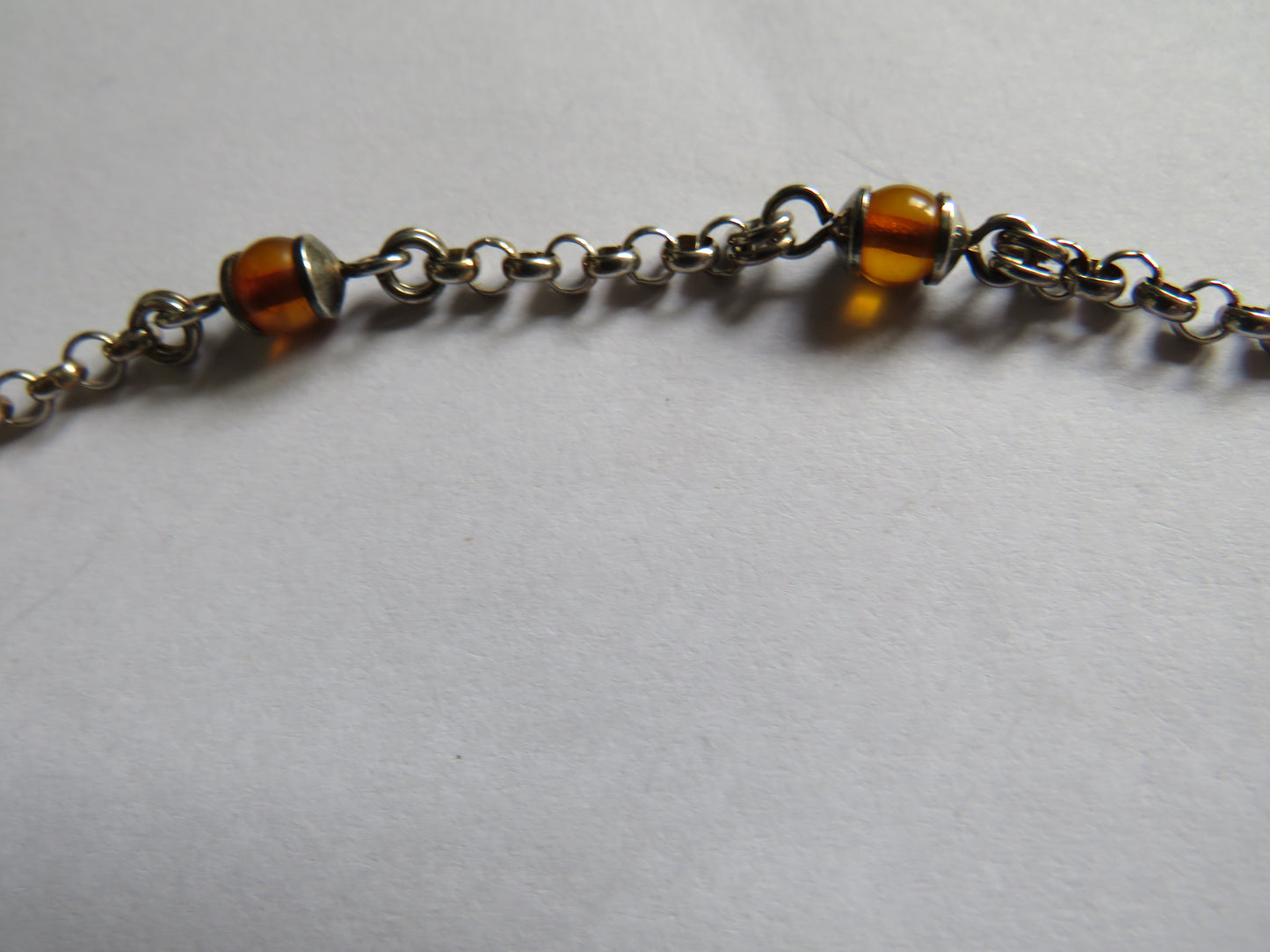 Ladies Sterling Silver & Orange Italian Necklace