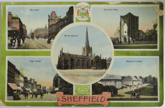Vintage Postcard Of Sheffield 1911
