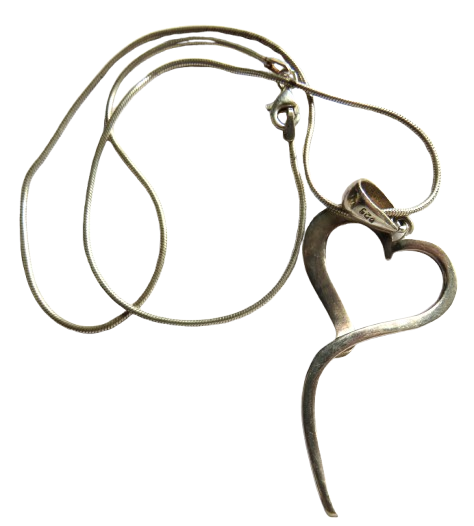 Ladies Sterling Silver Necklace & Pendant In Heart Design
