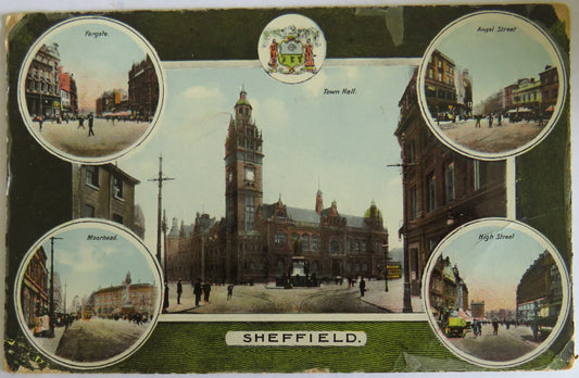 Vintage Postcard Of Sheffield 1910