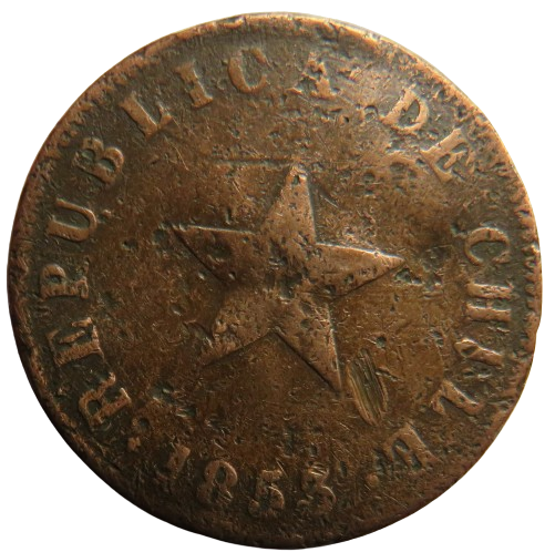 1853 Chile One Centavo Coin