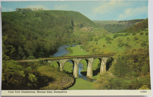 Vintage Postcard of view from Headstones, Monsal Dale, Derbyshire