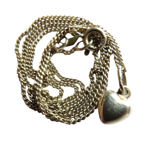 Ladies Sterling Silver Necklace & With Heart Pendant