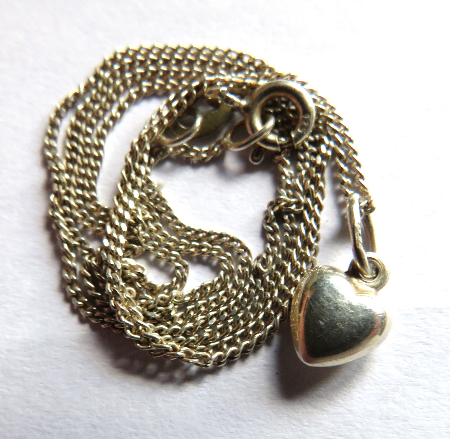 Ladies Sterling Silver Necklace & With Heart Pendant
