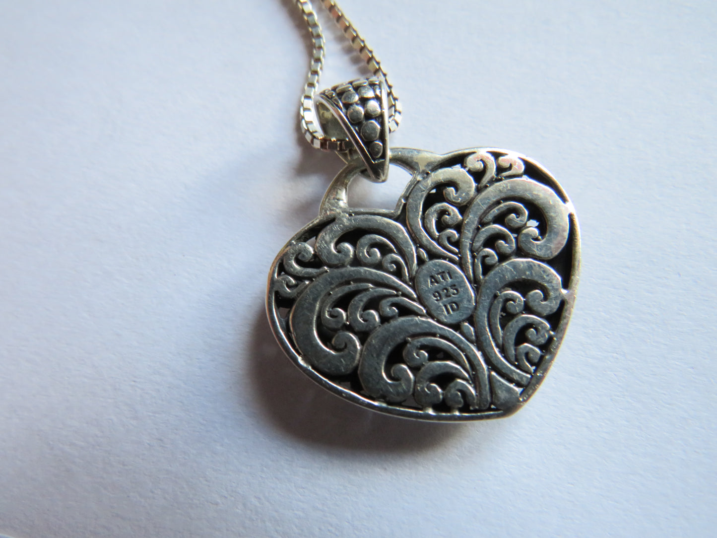Ladies Sterling Silver Necklace & Pendant In Heart Design By ATI