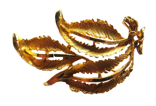 Vintage Ladies Costume Jewellery Leaf Shaped Brooch