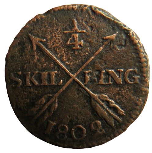 1802 Sweden 1/4 Skilling Coin