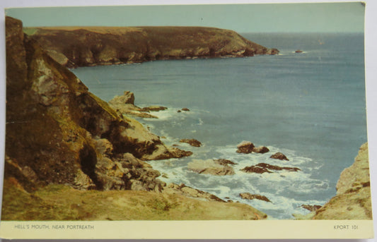 Vintage Postcard of Hell's Mouth, Near Portreath, 1961