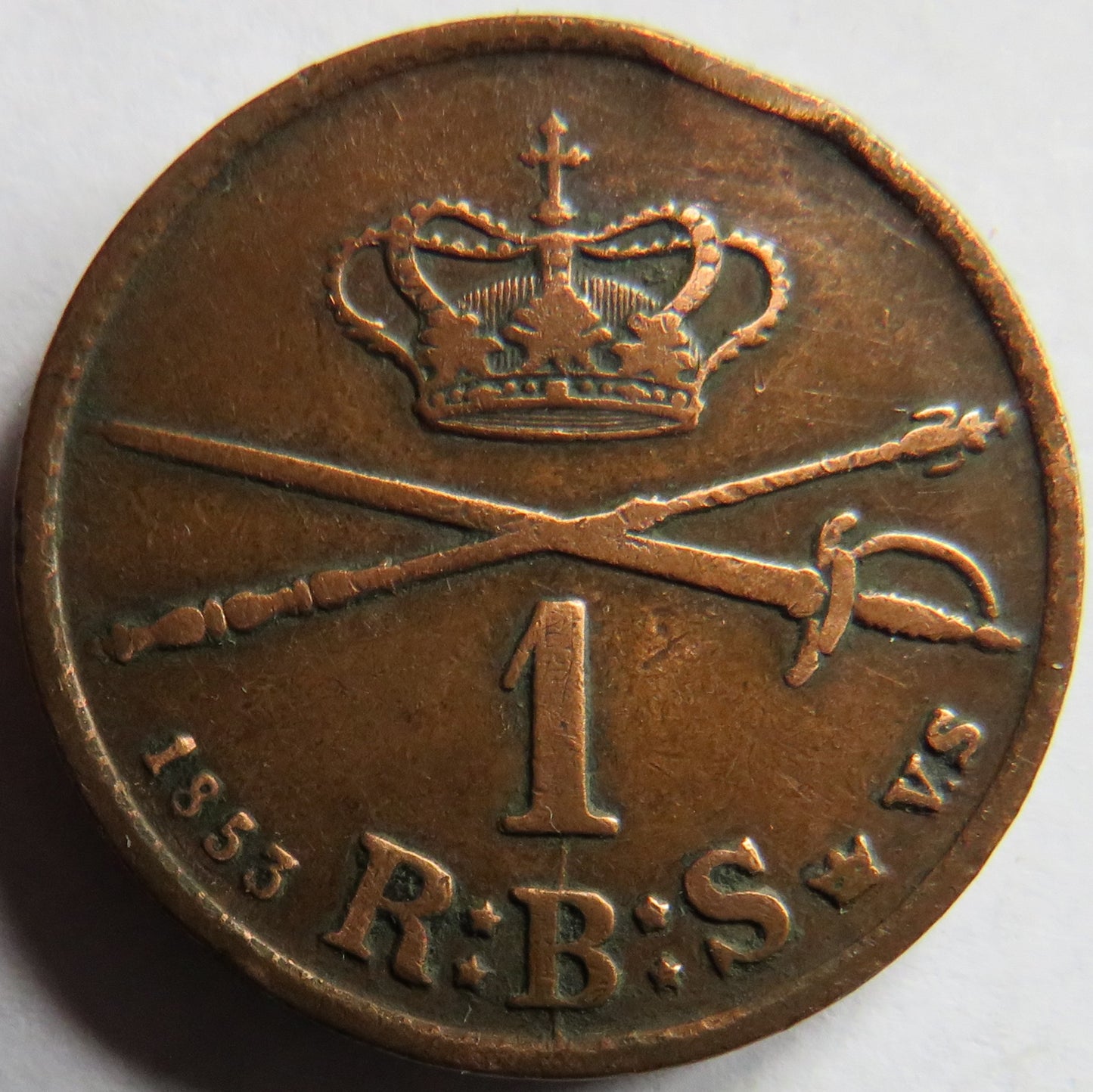 1853 Denmark One Rigsbankskilling Coin