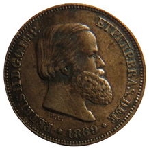 Load image into Gallery viewer, 1869 Brazil 10 Reis Coin
