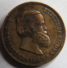 Load image into Gallery viewer, 1869 Brazil 10 Reis Coin
