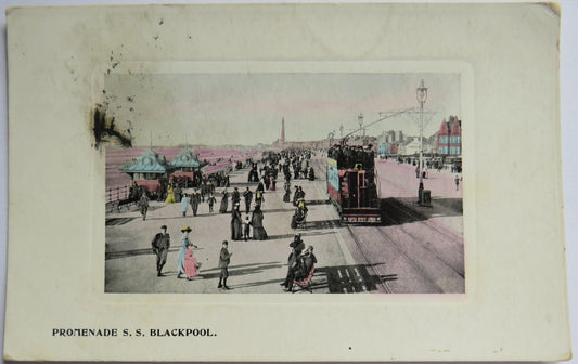 Vintage Postcard of Promenade S. S. Blackpool, 1909