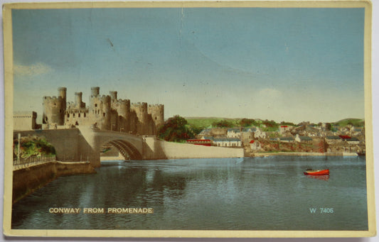 Vintage Postcard of Conway from Promenade, 1960, Conwy