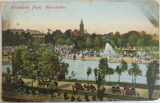 Vintage Postcard Of Whitworth Park, Manchester 1907