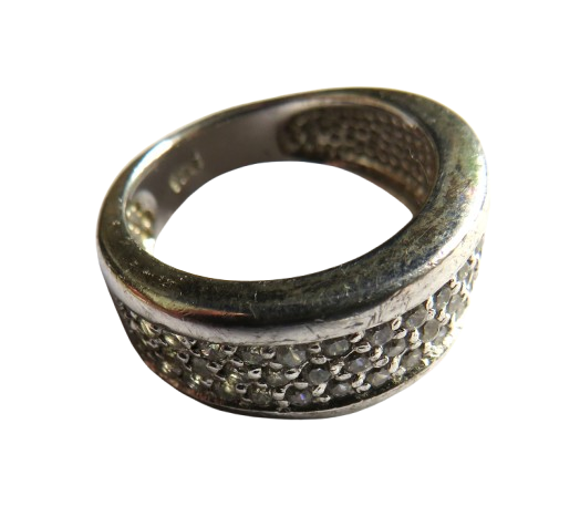 Stylish Ladies Sterling Silver & CZ Ring - UK Size K & 1/2