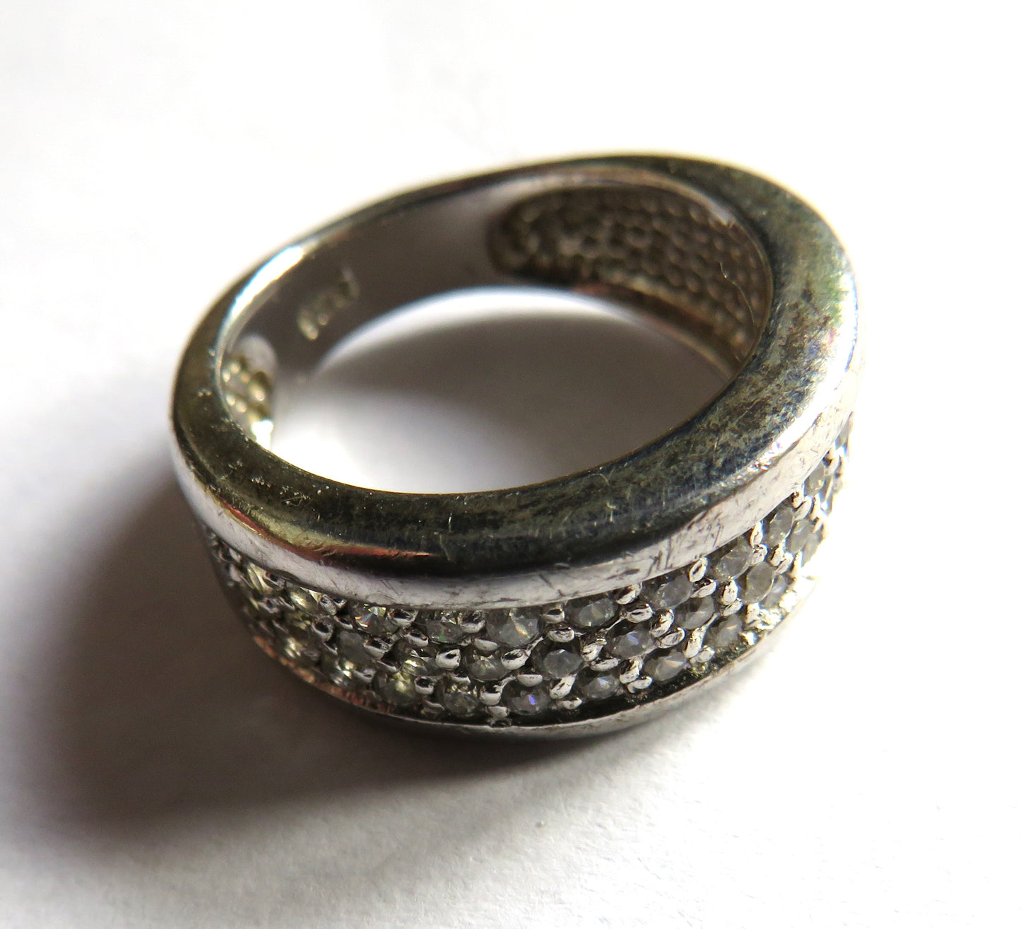 Stylish Ladies Sterling Silver & CZ Ring - UK Size K & 1/2