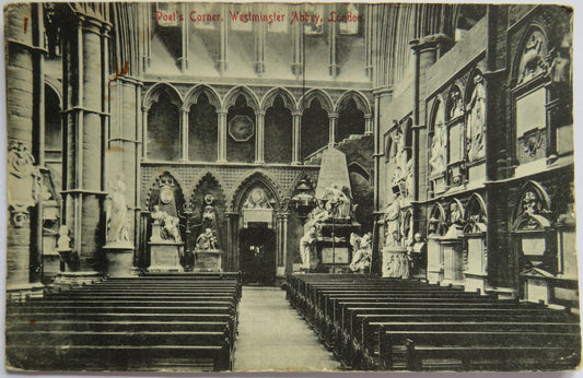 Vintage Postcard of Poet's Corner, Westminster Abbey, London