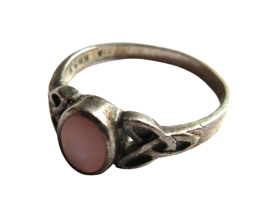 Ladies Sterling Silver & Pink Mother of Pearl Ring By Kit Heath UK Size L