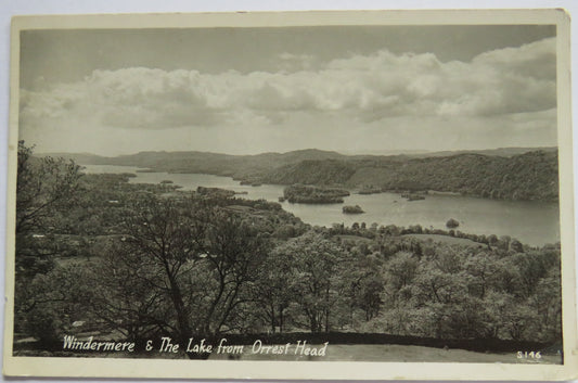 Vintage Postcard of Windermere & The Lake from Orrest Head, 1953