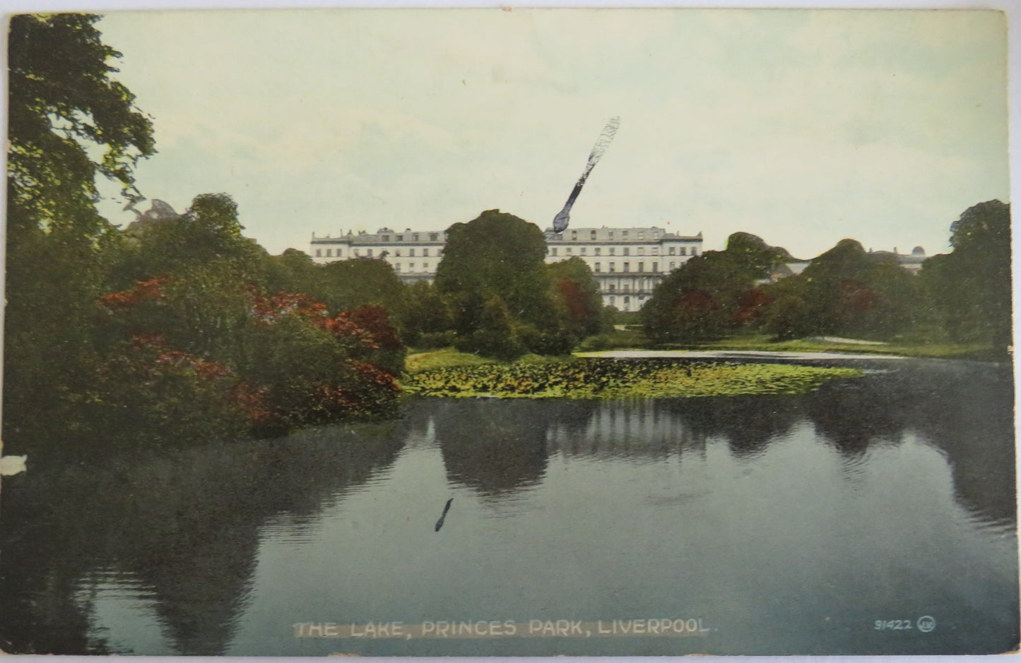 Vintage Postcard of The Lake, Princess Park, Liverpool 1942