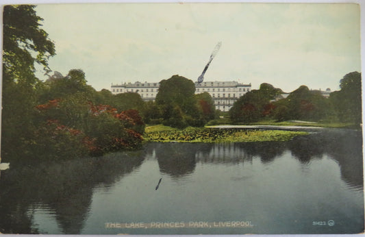 Vintage Postcard of The Lake, Princess Park, Liverpool 1942