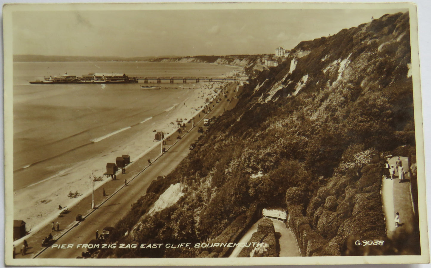 Vintage Postcard of The Pier from Zig Zag East Cliff, Bournmouth