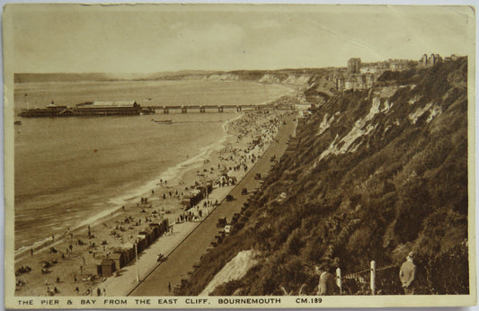 Vintage Postcard of The Pier & Bay from the East Cliff, Bournemouth