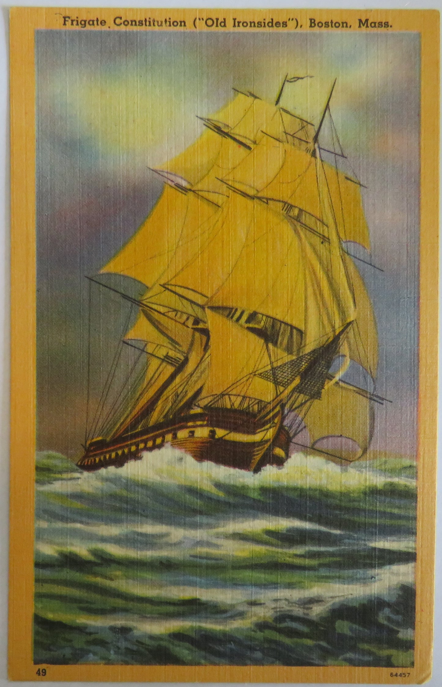 Vintage Postcard Of Frigate Constitution ("Old Ironsides") Boston Mass