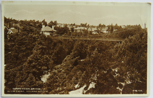 Vintage Postcard of Suspension Bridge, Alum Chine, Bournemouth