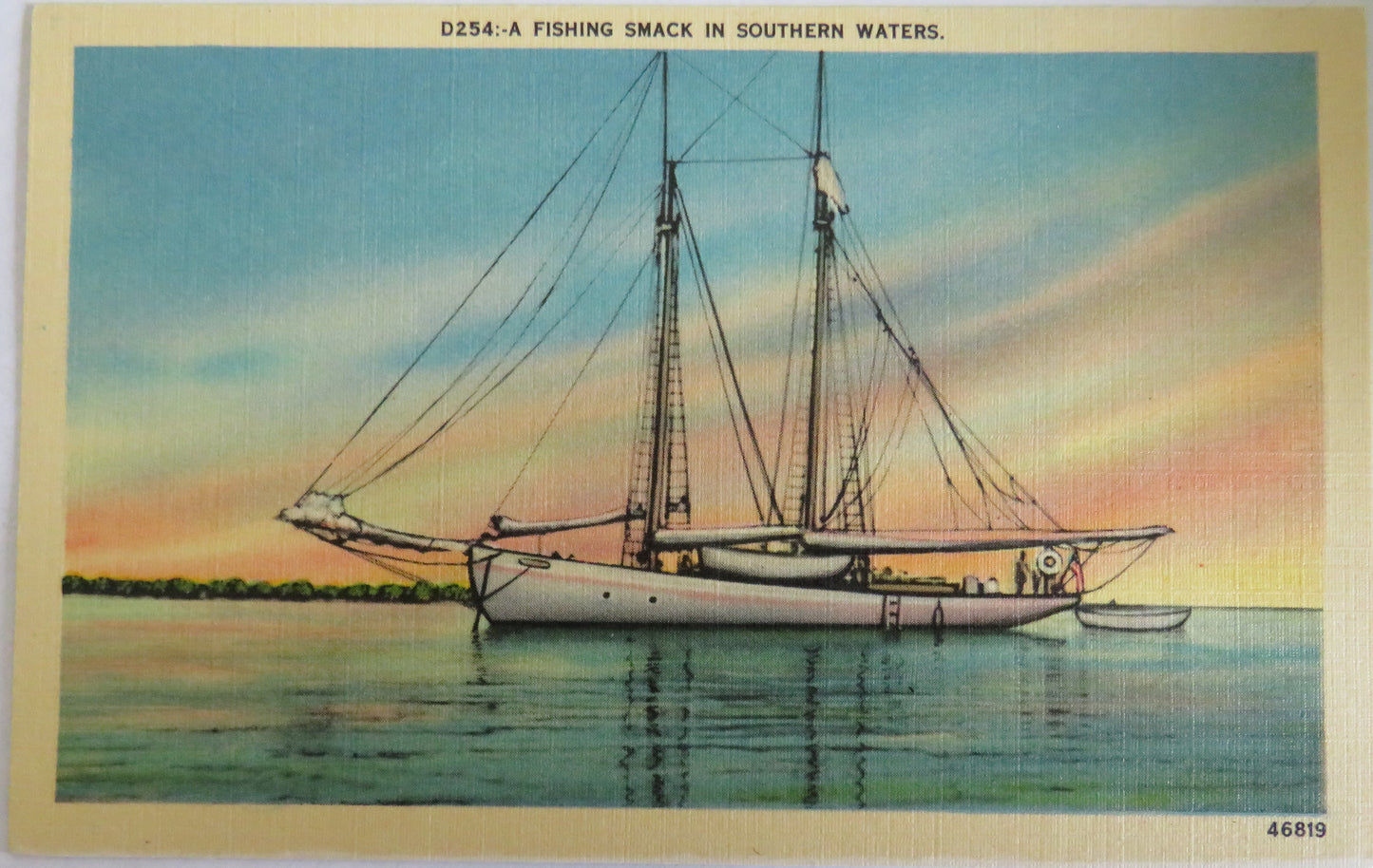 Vintage Postcard Of A Fishing Smack In Southern Waters