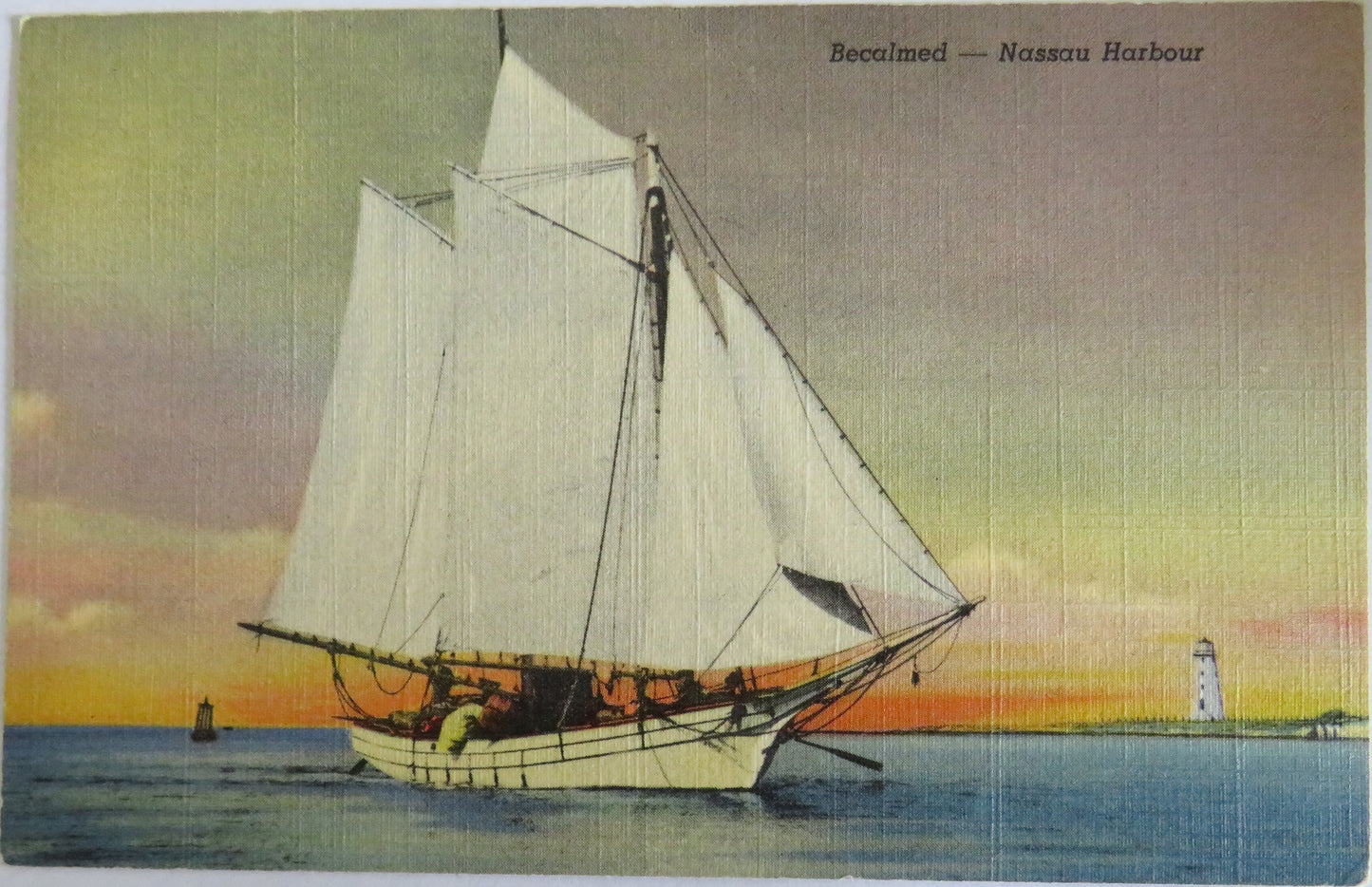 Vintage Postcard Becalmed - Nassau Harbour