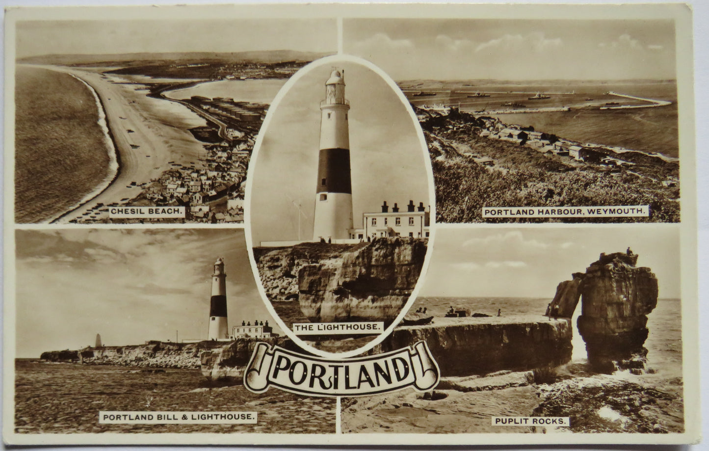 Vintage Multiview Postcard of Portland including Chesil Beach