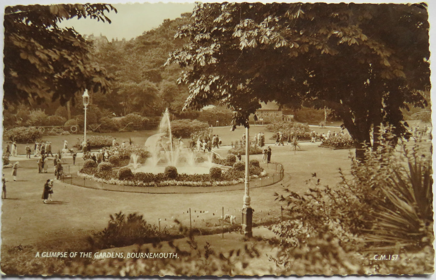 Vintage Postcard of a Glimpse of the Gardens, Bournemouth