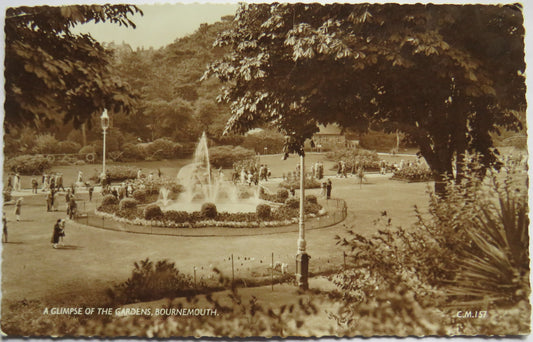 Vintage Postcard of a Glimpse of the Gardens, Bournemouth