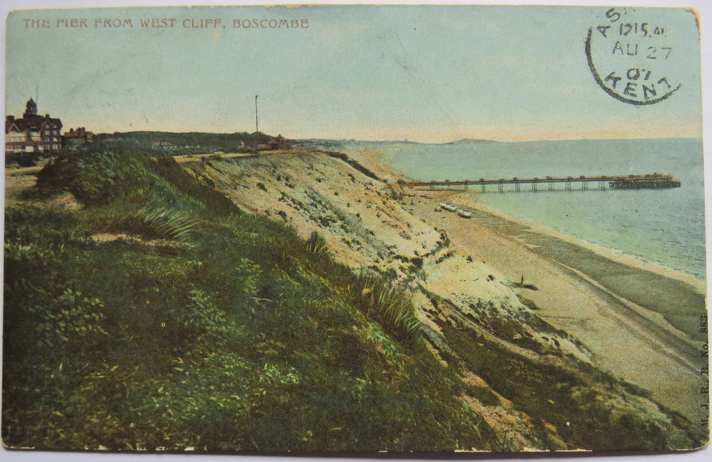 Vintage Postcard of The Pier from West Cliff, Boscombe, 1907