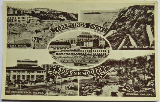 Vintage Multiview Postcard of Greetings from Bournemouth
