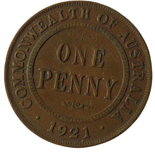 1921 King George V Australia One Penny Coin