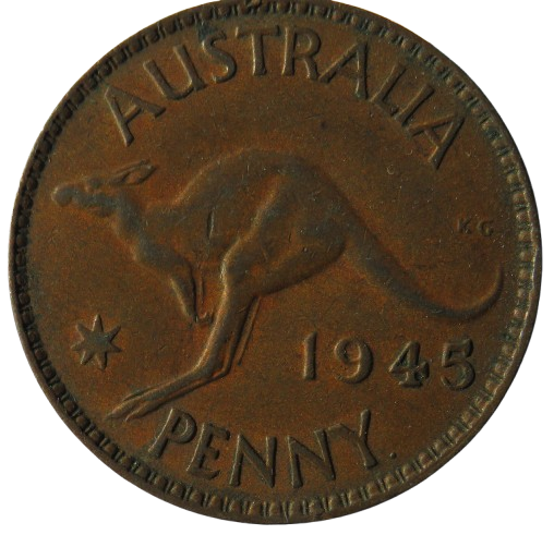 1945 King George VI Australia One Penny Coin