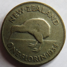 Load image into Gallery viewer, 1934 King George V New Zealand Silver One Florin Coin
