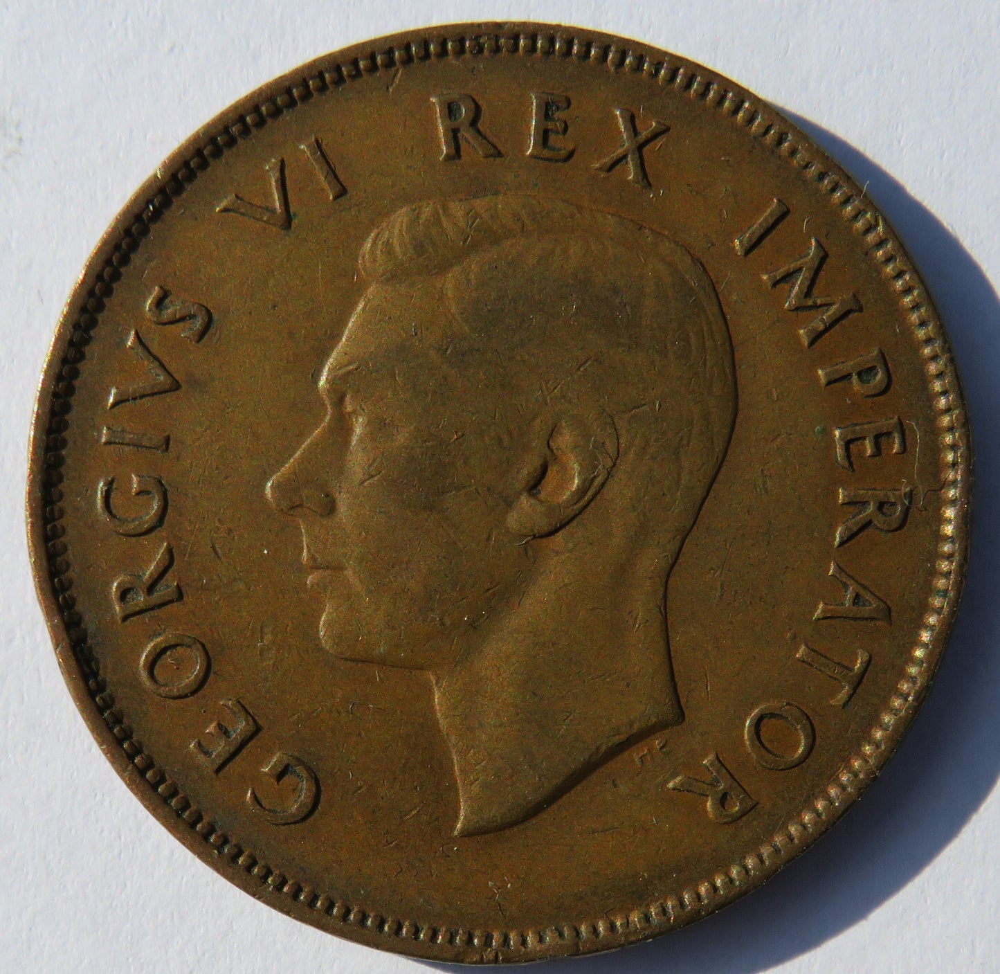1942 King George VI South Africa One Penny Coin