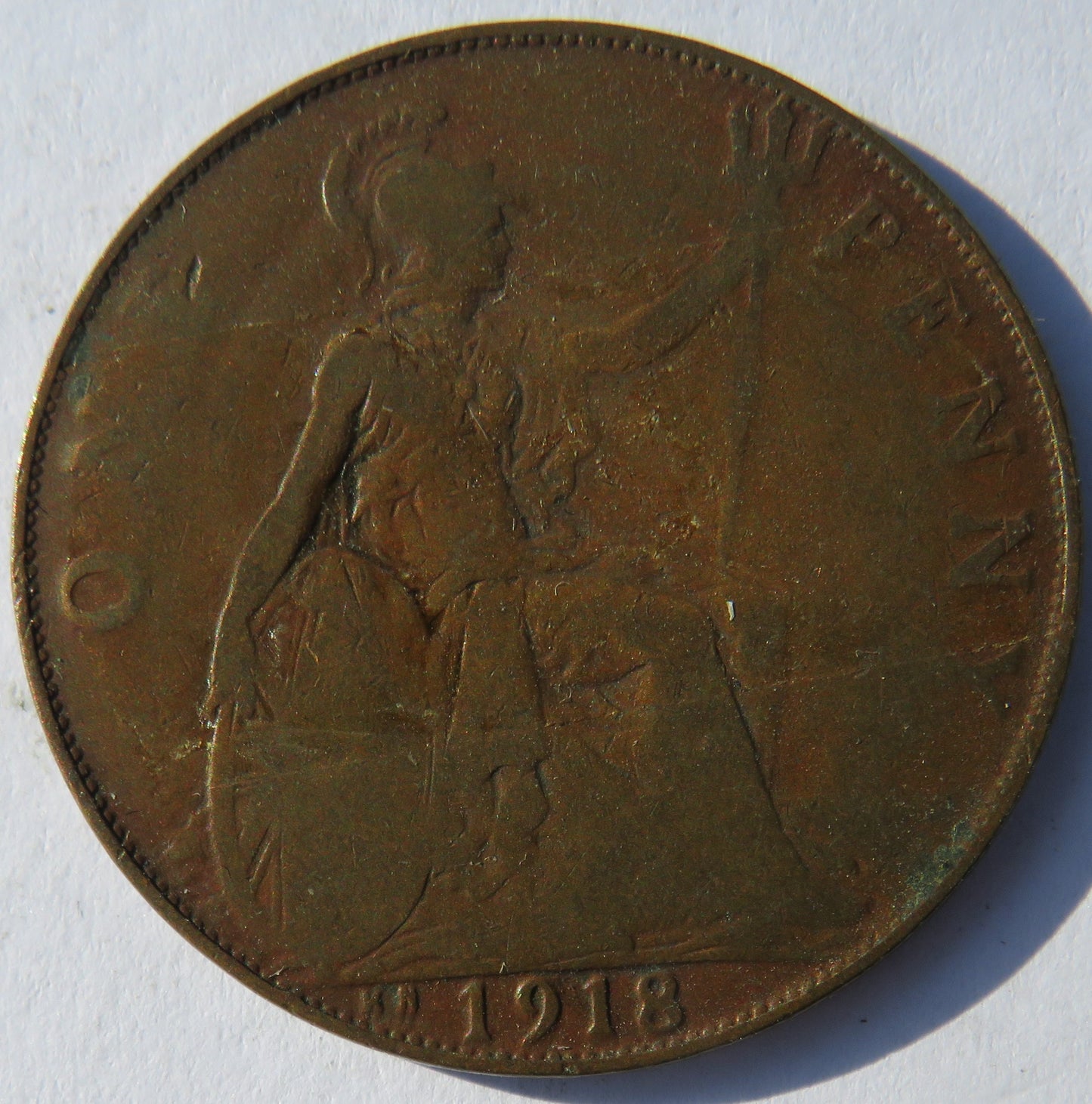 1918-KN King George V One Penny Coin - Great Britain